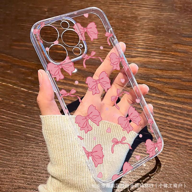 Милый розовый бант подходит для чехлов iPhone 11/12/13/14 Pro Max