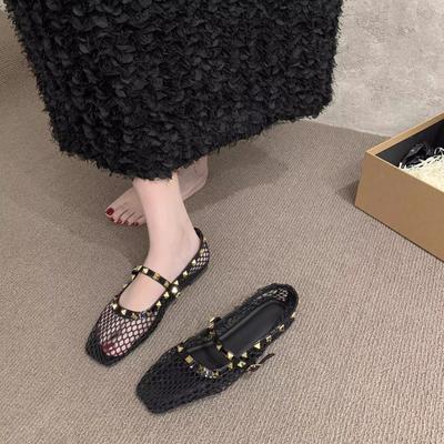 Мода Мода Плетеные Ленивые Вырезы Спереди Шнуровка Мэри Джейн Туфли Женственные Квадратный Носок Плоские Неглубокий Вырез Мягкие Слипоны Одинарные