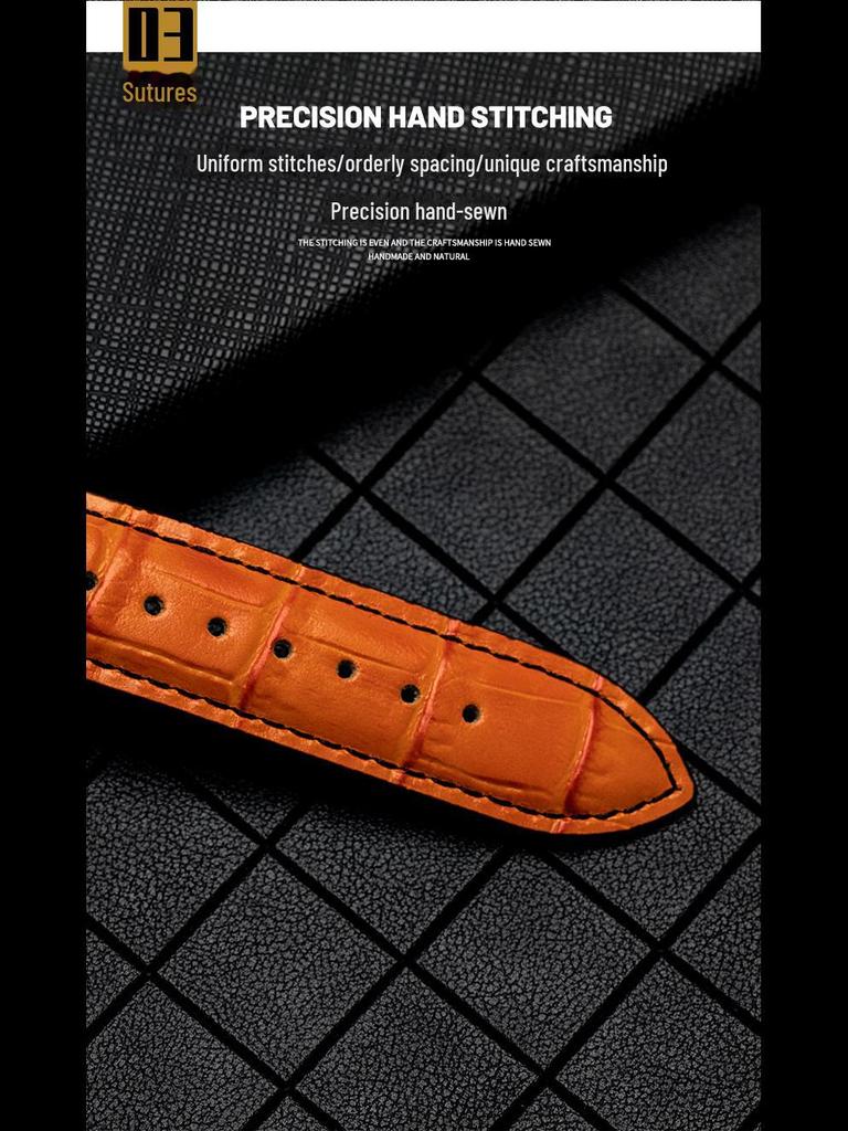 Mido Helmsman M005 Leather Strap, Black Cowhide Bracelet with Butterfly Buckle, 22-23MM