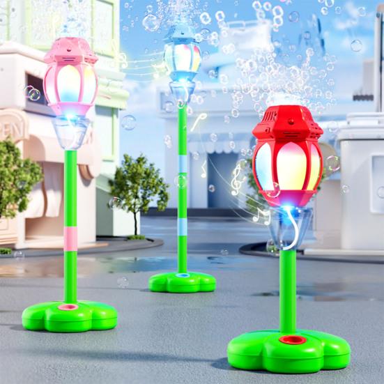 Automatic Bubble Machine for Kids Bubble Blower with Lights And Music Adjustable Height 17-38 Inches Vertical Bubble Tower Stand Hands-Free