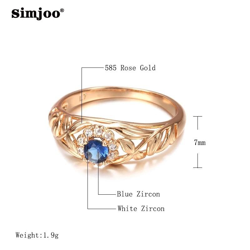 SIMJOO Модное кольцо с синим цирконом