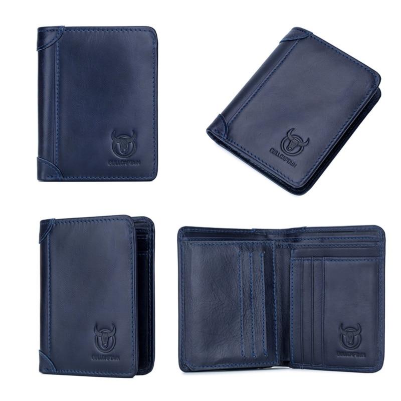 BULLCAPTAIN Genuine Leather Men Wallet Vintage Purse Card Holder Natural Leather Short Men Wallets Dollar Price Male Purse Gift