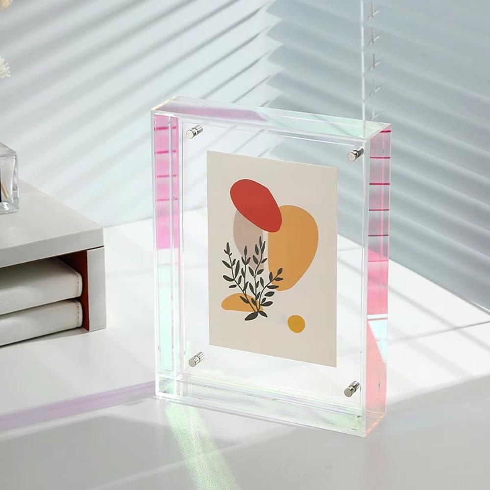 Colorful Photo Frame Box Translucent Photo Display Stand New Acrylic Photo Frame Tabletop Decor