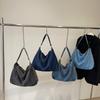 Korean Style Denim Shoulder Bag For Ladies Soft Fabric With Inner Phone Pocket