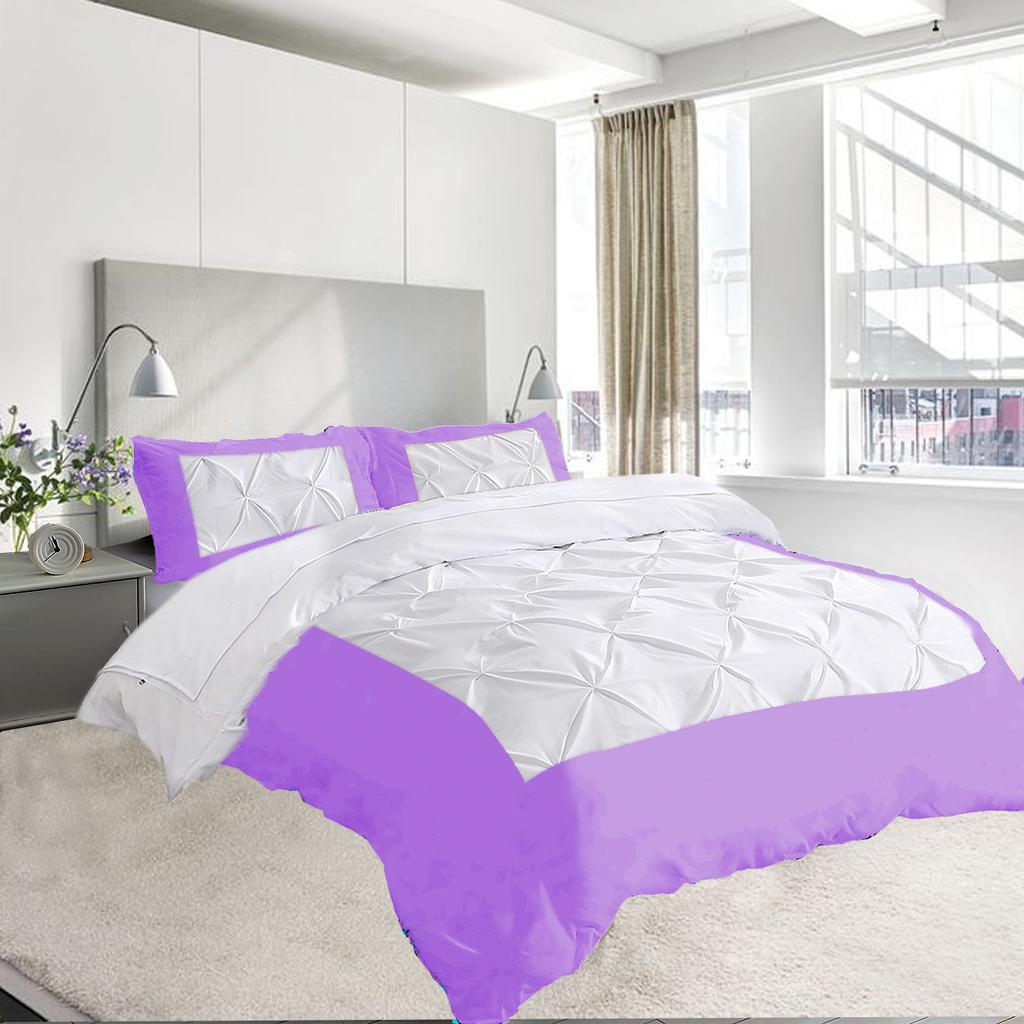 Dual Tone 600TC 3PC Duvet Cover Set 100% Egyptian Cotton - Dual Design, Multi Sizes & Colors (1 Duvet Cover & 2 Pillow Shams)