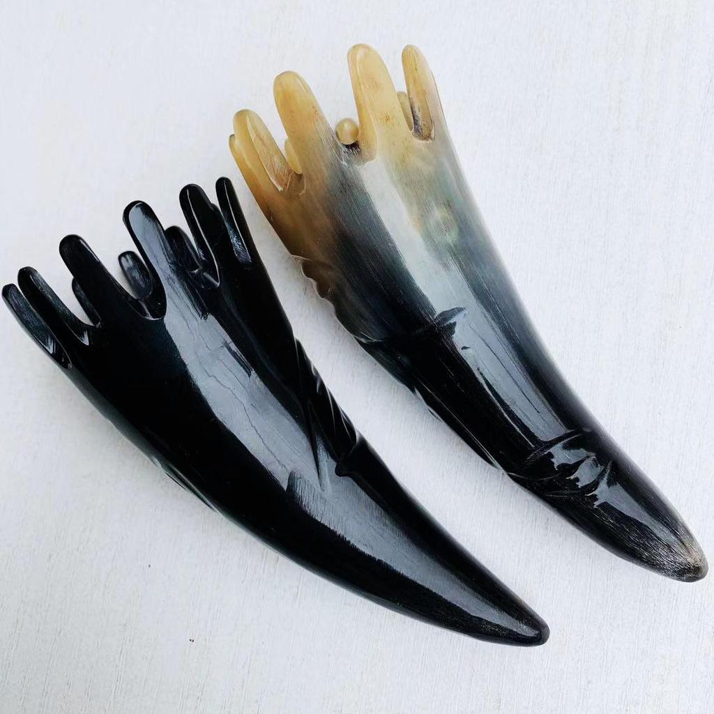 Натуральный роговой меридиональный массажный гребень для головы и тела