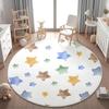 Vibrant Rainbow Polka Dot Smiling Star Round Rug Swivel Chair Floor Mat  Table Floor Mat for Fresh Style Toddler Playroom