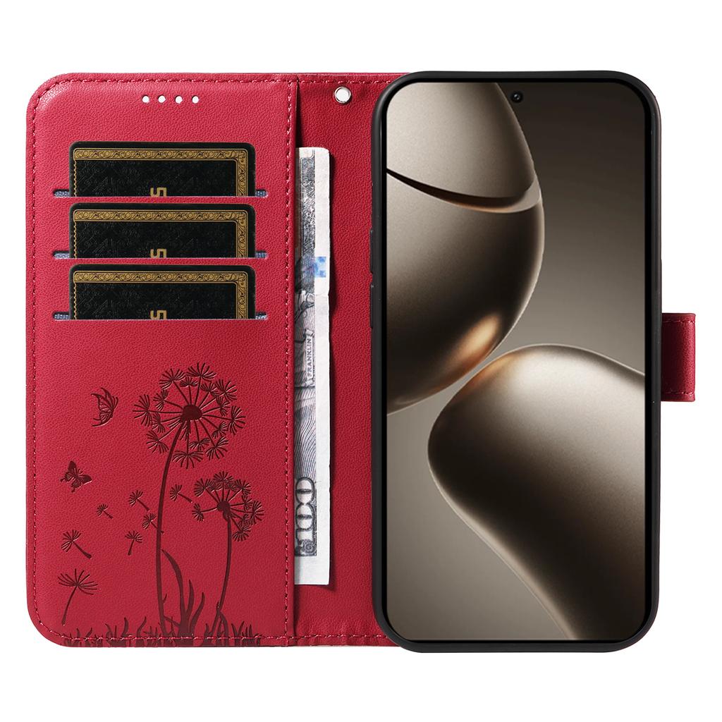 For Xiaomi 15T Pro Leather Wallet Case with Strap Dandelion Imprint Phone Stand Cover