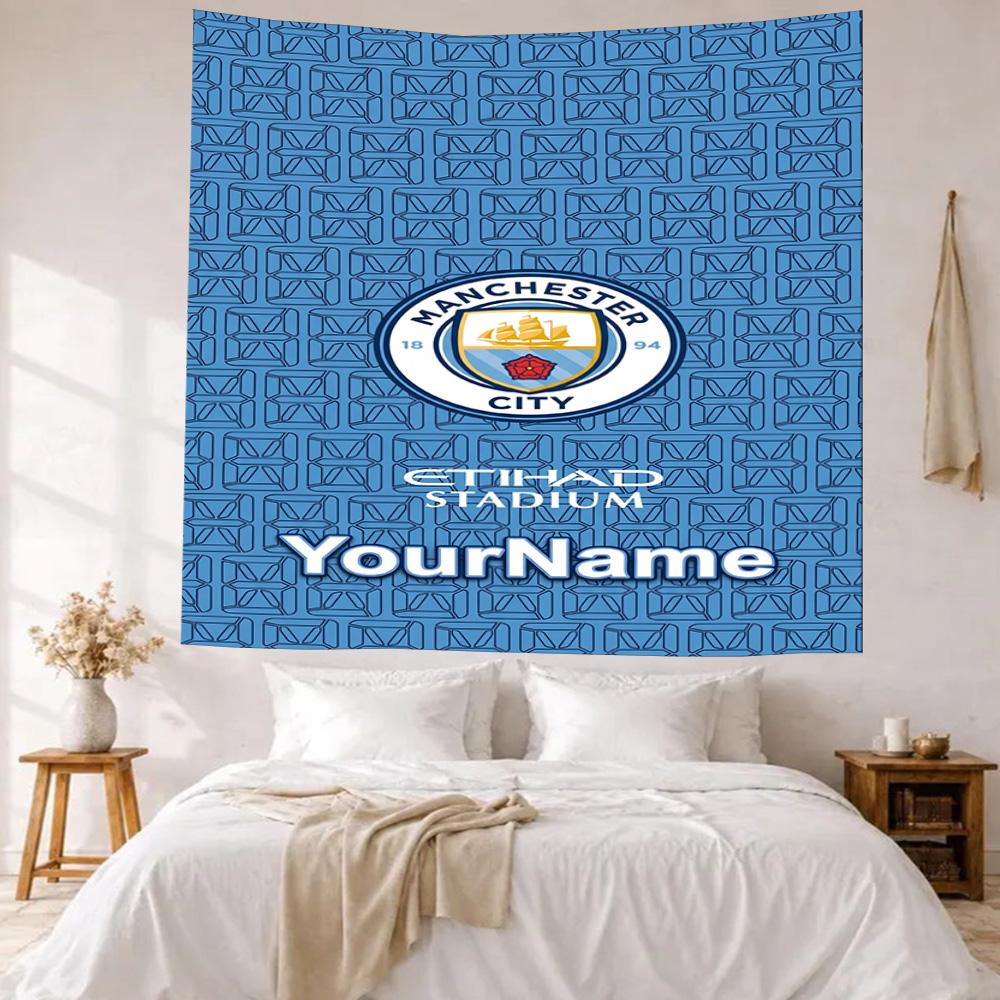 Manchester City Custom Your Name Wall Decor Tapestry Art For Pet Memorial Birthdaywedding Party Backdrop Family Gift