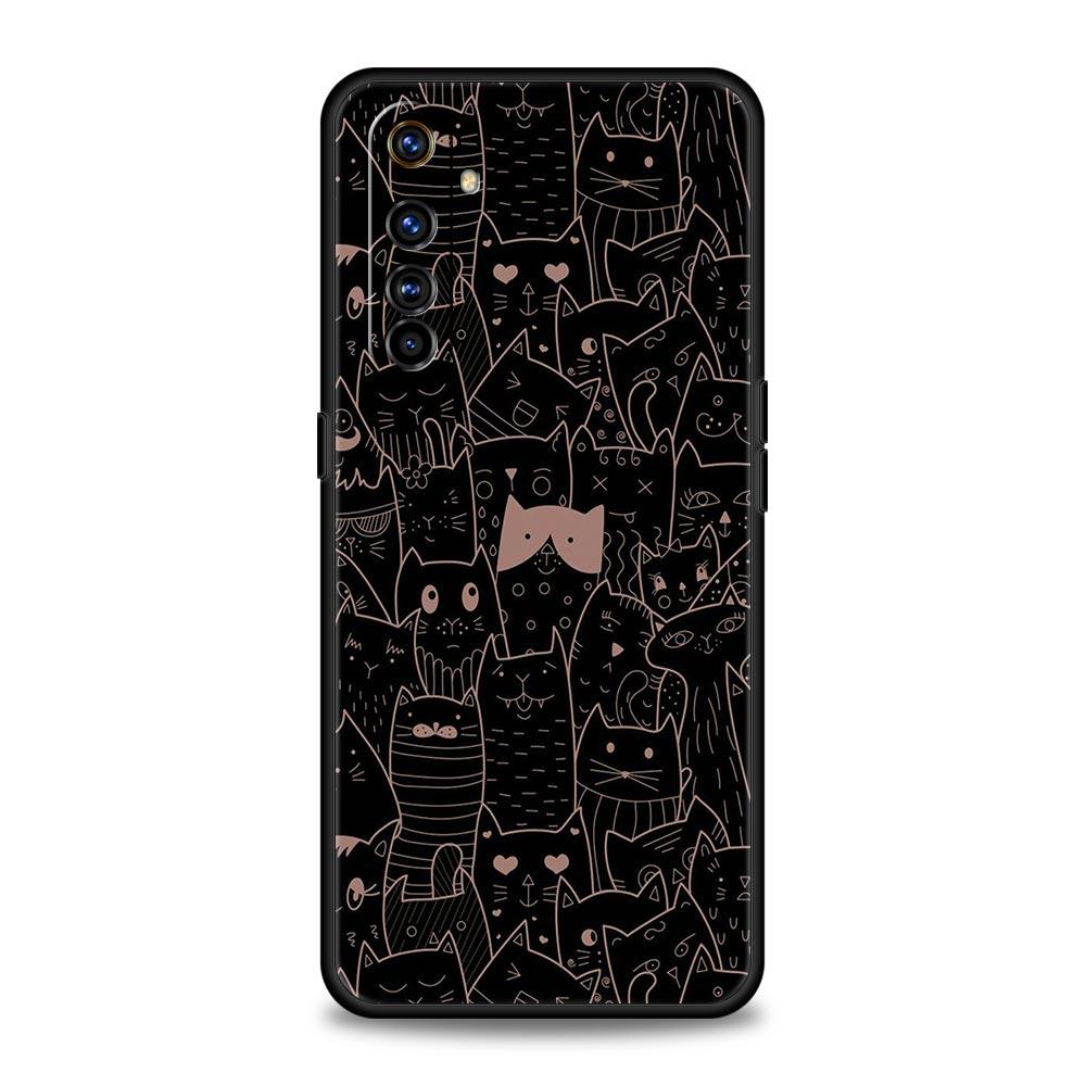Чехол для телефона Для Realme 12 11 10 9 8 5G 7 6 GT5 GT3 GT2 Pro Plus C21 C11 C25 C35 Для Realme GT Neo 2 3 3T 5 Чехол С принтом кошки