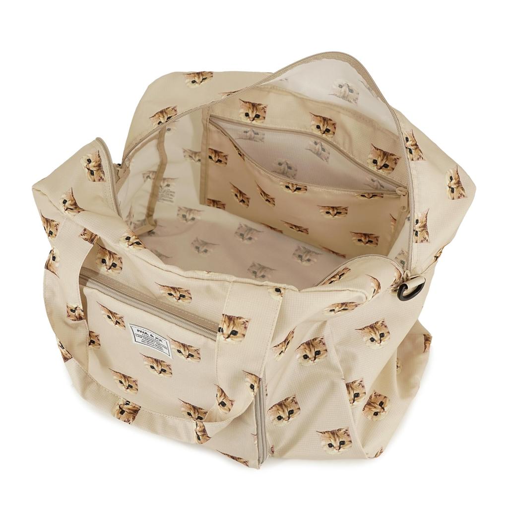 PAUL JOE ACCESSOIRES Складная сумка Boston с рисунком кошки Nunet и PJA-B841-842 (бежевый (Нунетт))