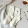 Милые носки из норкового флиса с мультяшным рисунком животных, белые носки средней длины, толстые, теплые, домашние носки для пола, девчачий универсальный аксессуар, носок в подарок