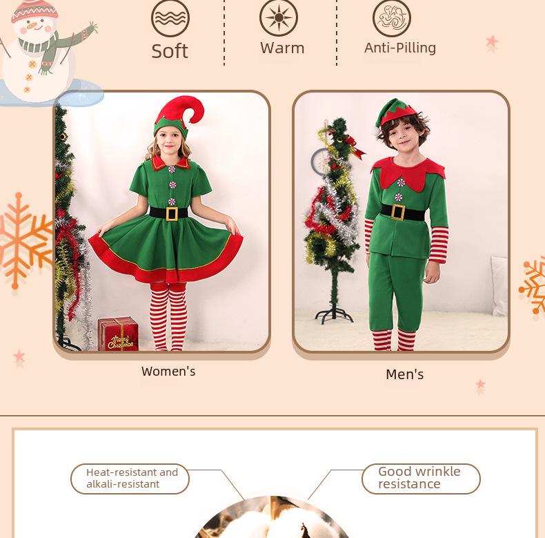 Костюмы рождественского эльфа для родителей и детей для мужчин, женщин и детей - зеленые костюмы для косплея