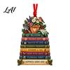 Whimsical Book Shape Ornaments Christmas Ornament 2D Acrylic Stacking Tree Hanging Literary Gifts for Readers Decoration with Inspirational