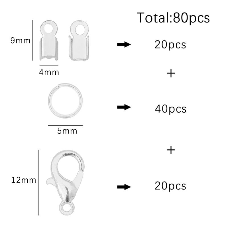 80 шт./пакет, застежка-лобстер, кольца из сплава, кожаный зажим, складные обжимные соединители для браслета, ожерелья, принадлежности для изготовления ювелирных изделий своими руками