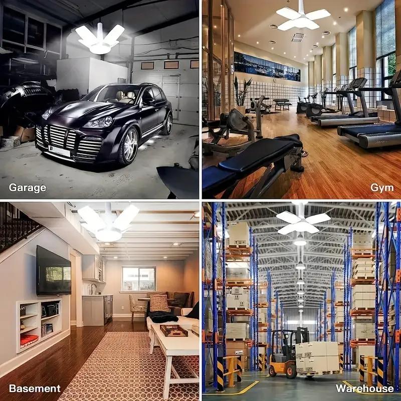 LED Bulb Fan Blade Timing Lamp Foldable Led Light Bulb Ceiling Light For Warehouse Factory Use Perfect for Homes Restaurants