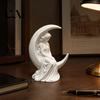 Minimalist Statue for Shelf Display Moon Girl Figurine, 3D Printed Mystical on Crescent Figurine Home Decor Statue, Collectible Sculpture Bedroom