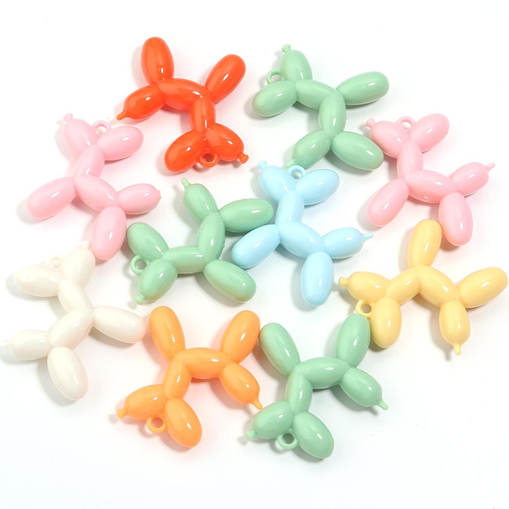 5pcs/bag Acrylic Balloon Dog Charms Multi-colors Mixed Pendant for Jewelry Making DIY Necklace Bracelet KeyChains Accessories