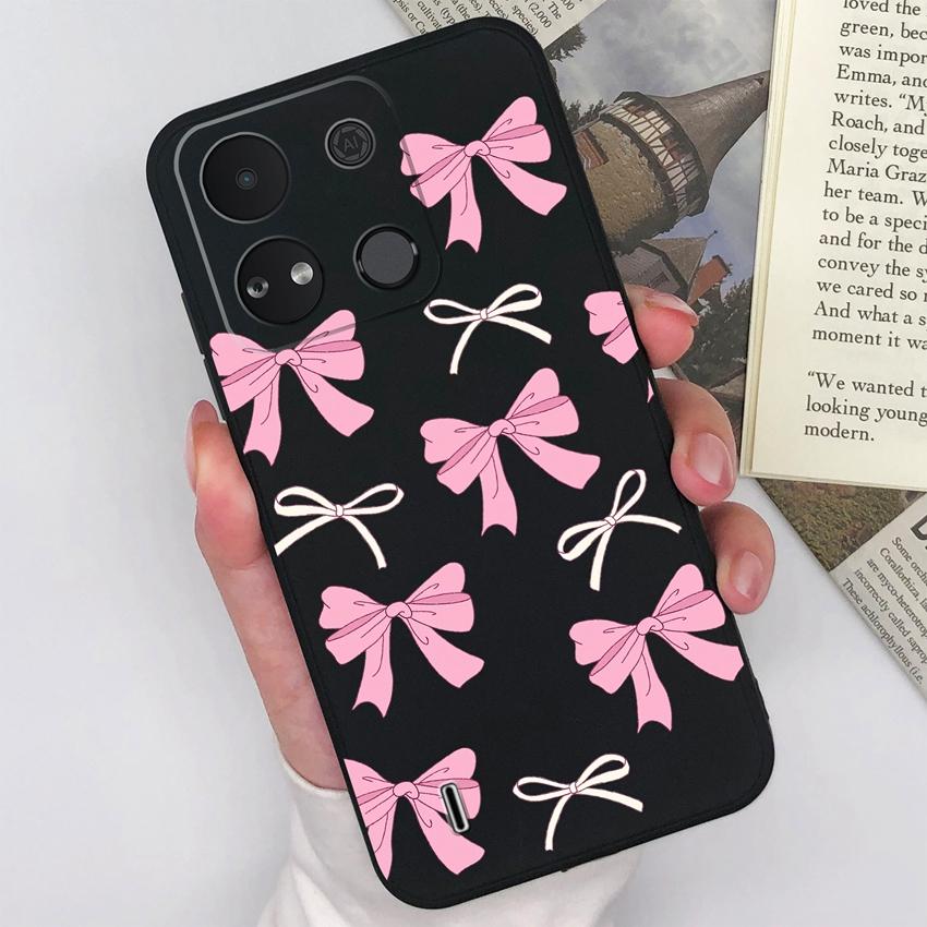 For Itel A04 A05s A16 A18 A23 A25 A26 A17 A33 A56 Phone Case Pretty Bow Pattern Fashion Shell Matte Silicone Anti Drop Protective Covers For Itel Capa