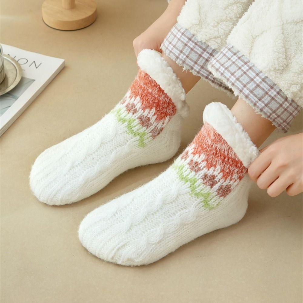 Plush Floor Socks Women Anti Slip Winter Fleece Socks Warm Slippers Socks  Female