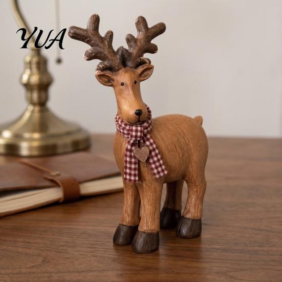Tiered Tray Seasonal Ornaments Rustic Elk Ornament, Handcrafted Resin Deer Figurine, Decorative Handmade Crafts for Gifts Wildlife Sculpture