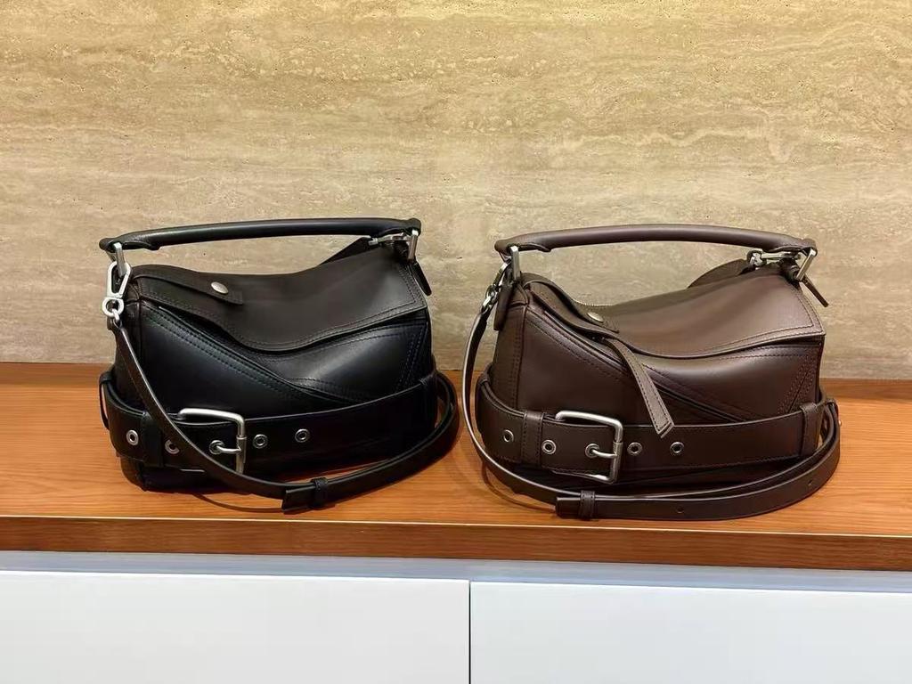 Женская сумка кроссбоди из натуральной кожи с геометрической лоскутной отделкой и пряжкой ремня в байкерском стиле