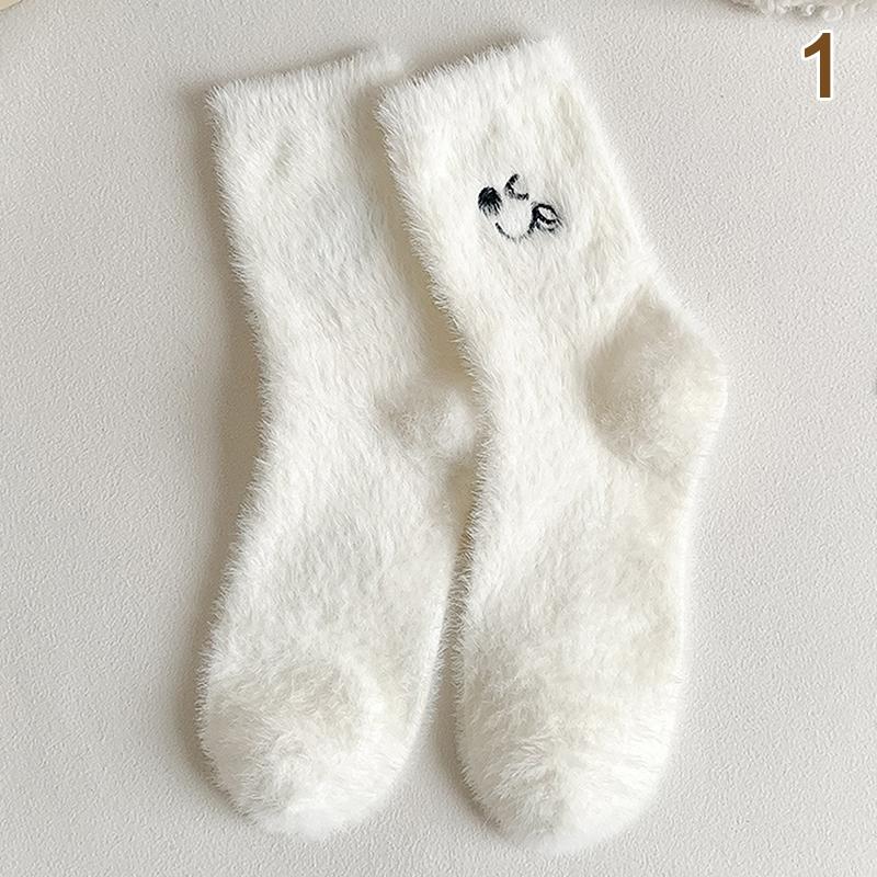 1 пара сплошных уютных носков из меха норки, женские осенне-зимние чулочно-носочные изделия, утолщенные теплые носки для сна, пола, дома, пушистые носки Kawaii