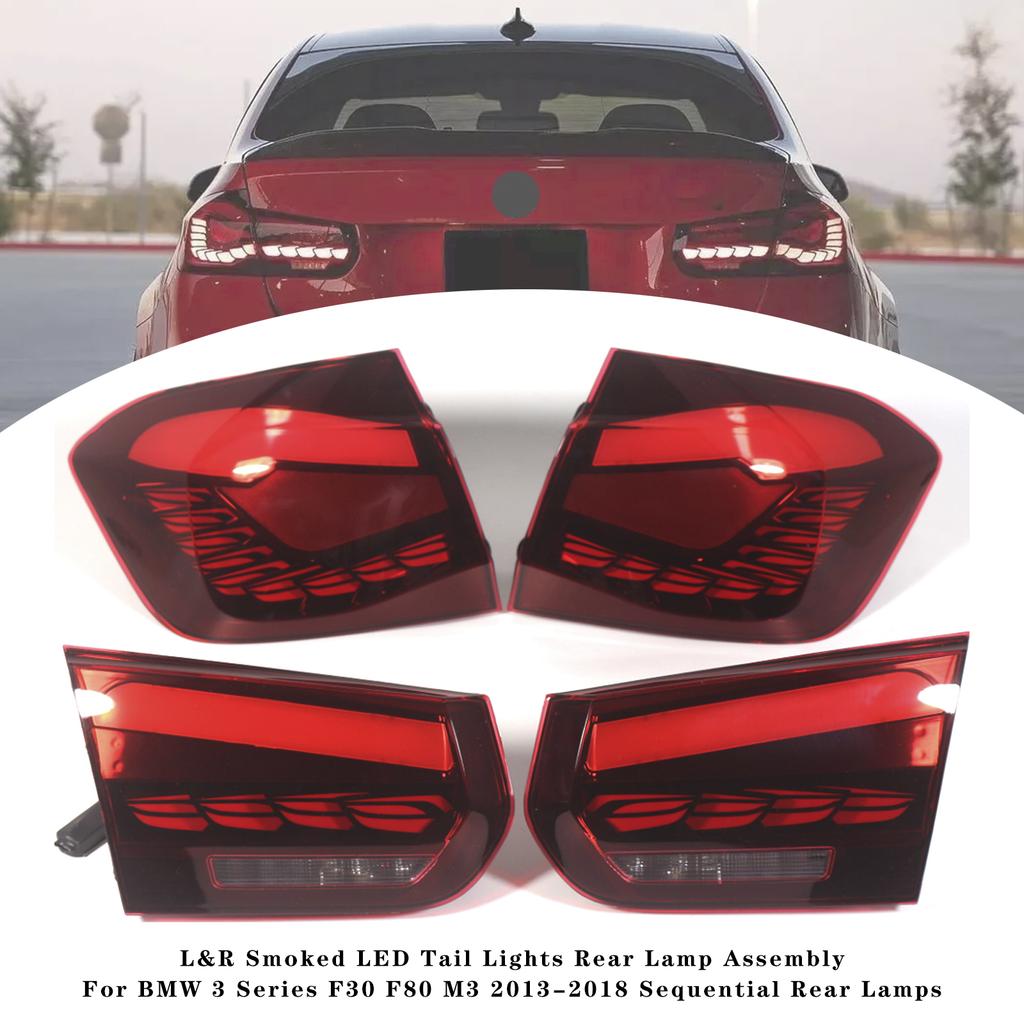 L&R Red LED Tail Lights Rear Lamp Assembly For BMW 3 F30 F80 M3 2013-2018