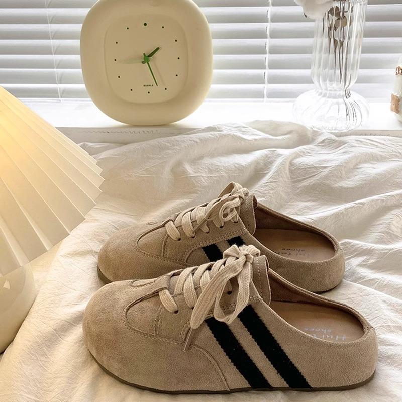2025 New Bag Head Half Slippers Women Wear Spring Retro German Training Shoes Comfortable Women's Thick Soles Without Heels Lazy Shoes