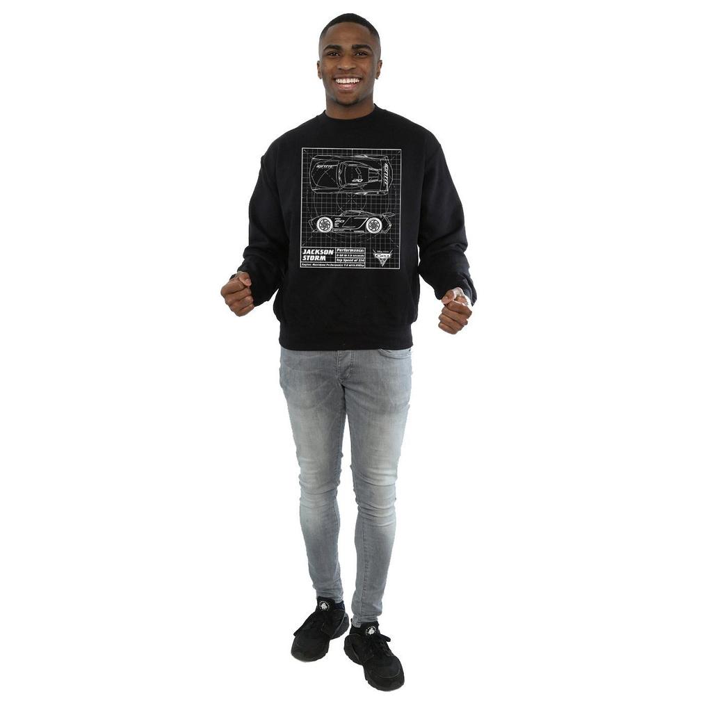 Disney Mens Cars Jackson Storm Blueprint Sweatshirt