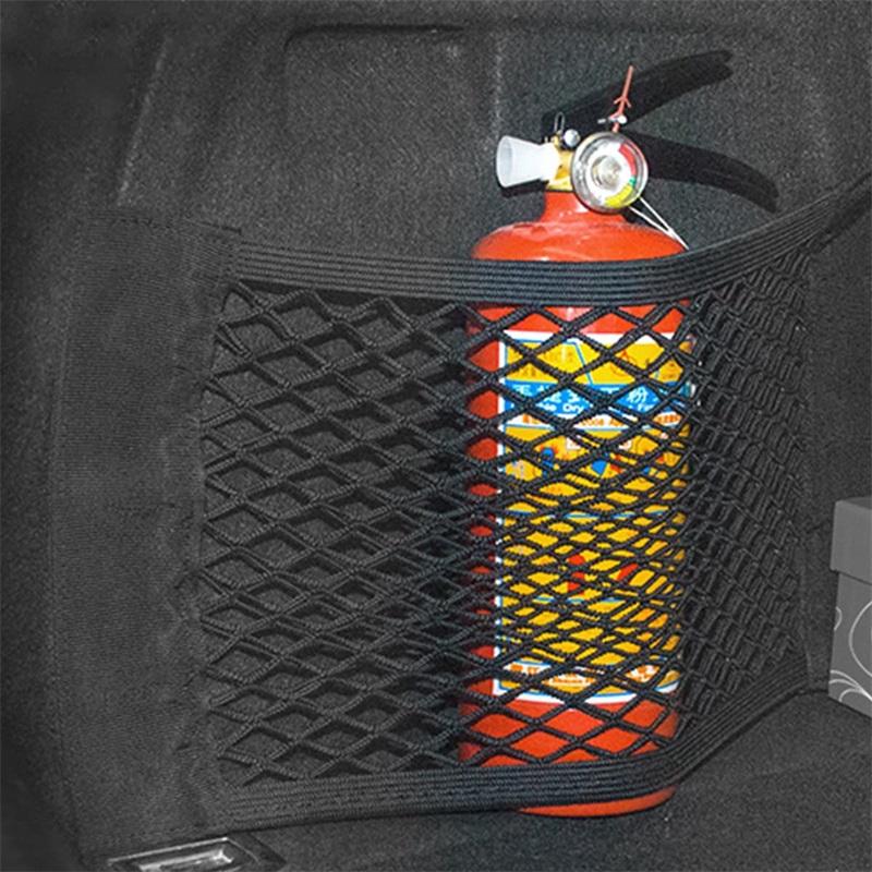 Багажник автомобиля, эластичная сетка, фиксированные ремни, органайзер для салона автомобиля, сетка для хранения огнетушителя, сумка для фиксации спинки сиденья, автомобильный аксессуар