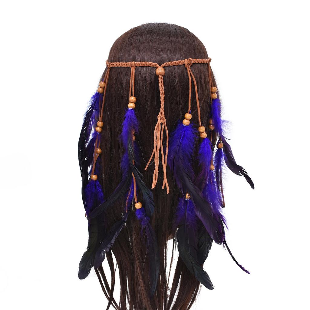 Богемная повязка на голову с перьями и длинной бахромой, этническая повязка для женщин, аксессуары для фестиваля