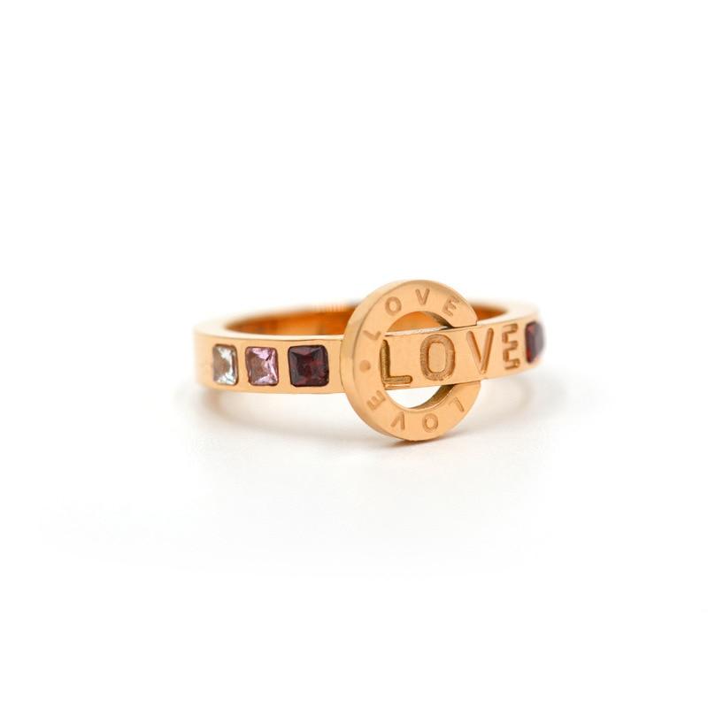 Titanium Steel Roman Numeral Rose Gold Zircon Rings For Woman Korean Fashion Jewelry Wedding Party Girls' Luxury Ring