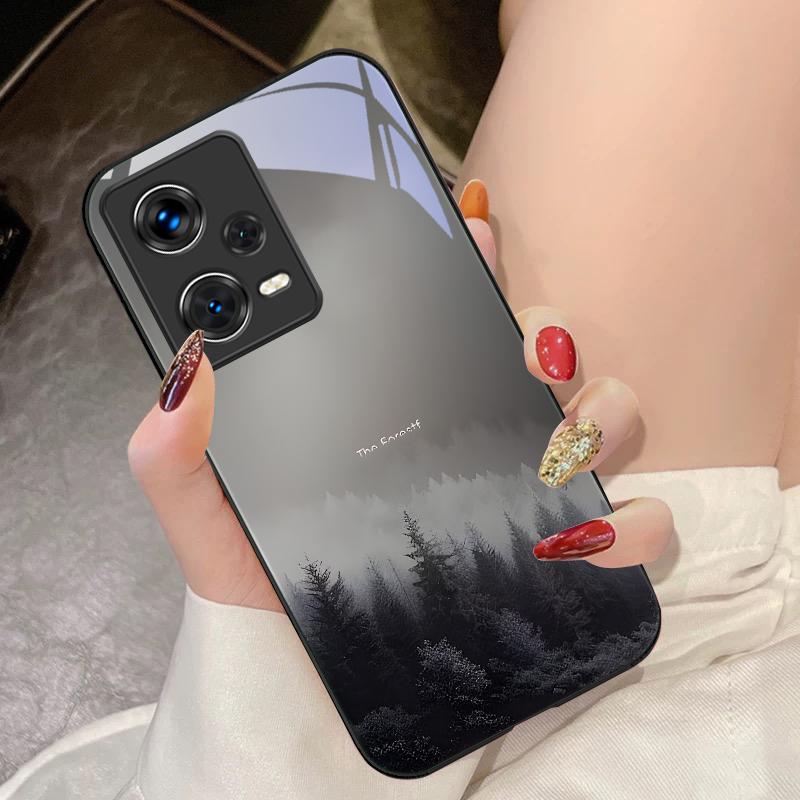 Туманный лес черный для Xiaomi 14 Ultra 13 Lite Redmi Note 13 11 Pro 12 Plus Poco X6 3 Pro F4 6 GT чехол для телефона из закаленного стекла