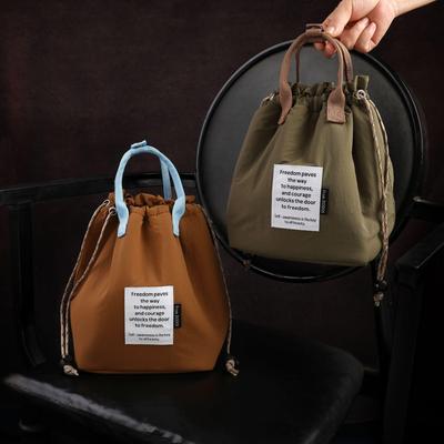 Портативная изолированная холщовая сумка для ланча с кулиской