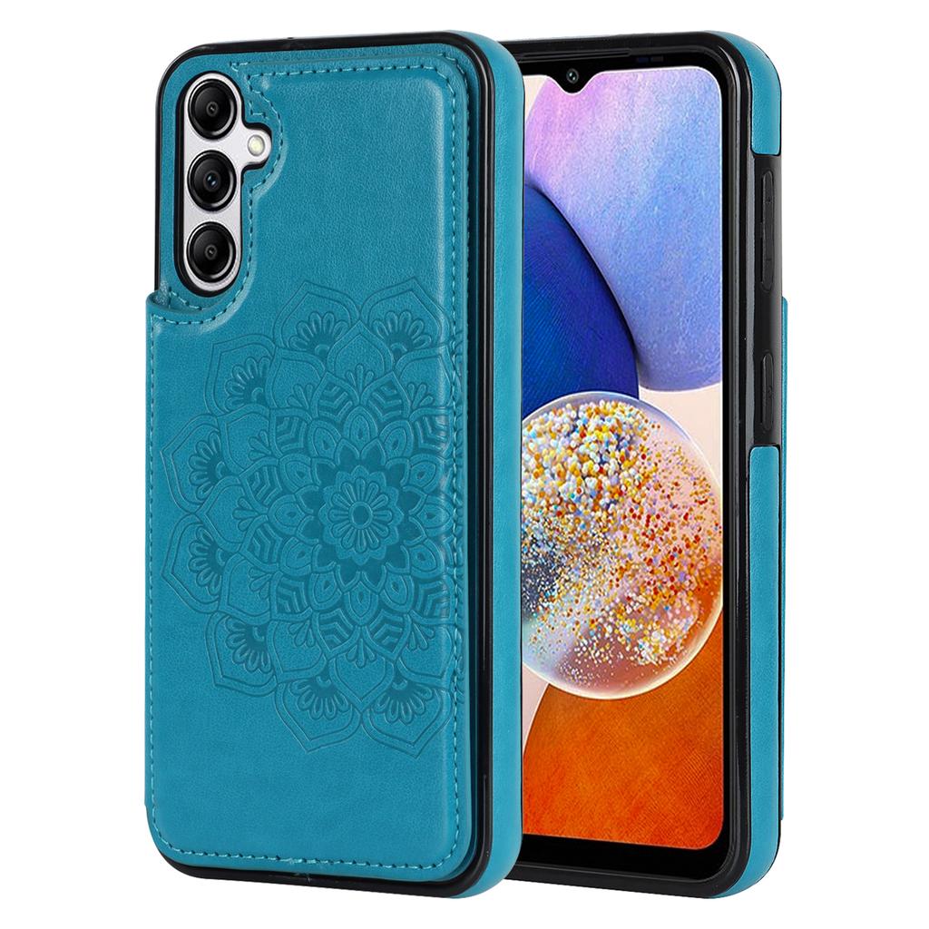 For Samsung Galaxy A14 5G/4G Leather+TPU Case Kickstand Imprinted Mandala Flower Phone Shell
