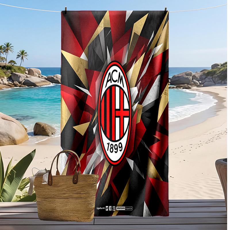 Пляжное полотенце с принтом AC Milan, быстросохнущее, мягкое, портативное, большое, прямоугольное, пляжное покрывало для путешествий, бассейна