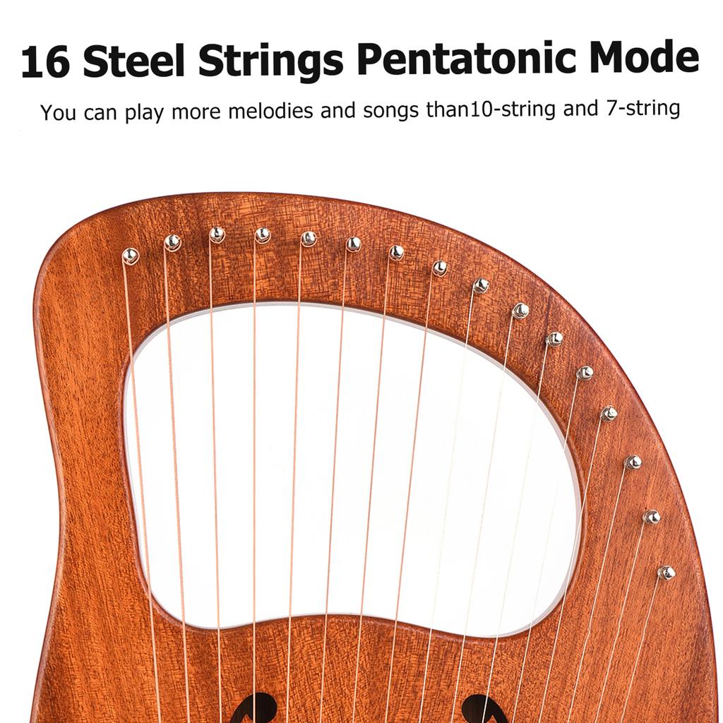 WH 16 C Тон16 Струнная Деревянная Лира Арфа Металлические Струны Массив Дерева Струнный Инструмент с Сумкой для Переноски Ключ для Настройки Чистящий