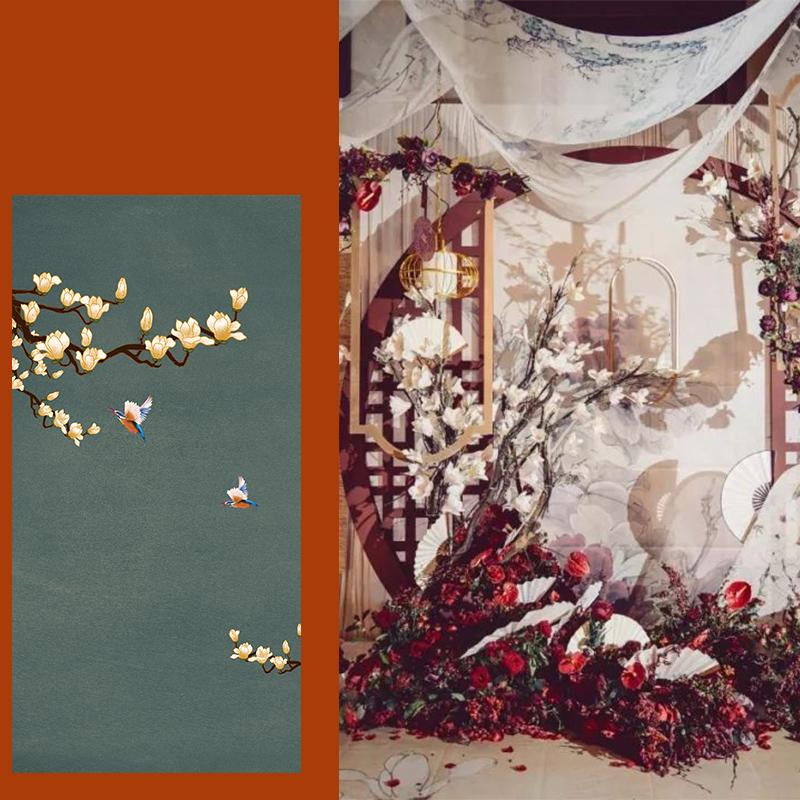 5M Chinese Style Ceiling Drapery Wedding Ceiling Drapery Curtain Panel Roof Canopy Draping Fabric Church Hotel Hall Decor