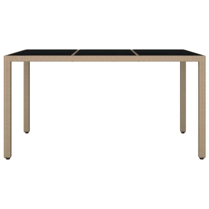 VidaXL Garden Table Glass Top Woven Resin Tempered Glass 319553