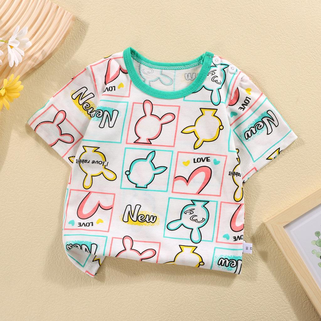 Children's Round Neck Pure Cotton Fun Short Sleeved Boys and Girls