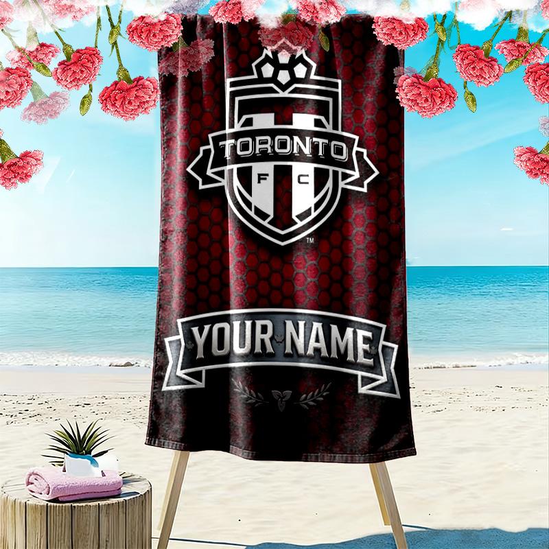 Name Custom Toronto FC Print Beach Towel, Large Soft Quick Dry Towel for Beach Camping Swimming
