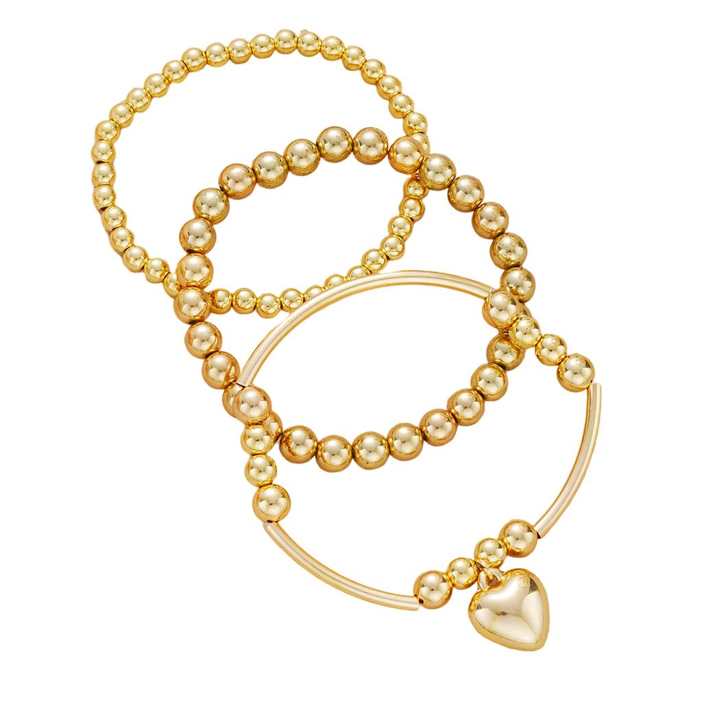 3 штуки женский браслет из круглых бусин с подвеской 'Любовь', креативный многослойный браслет-подвеска, подарок для вечеринки