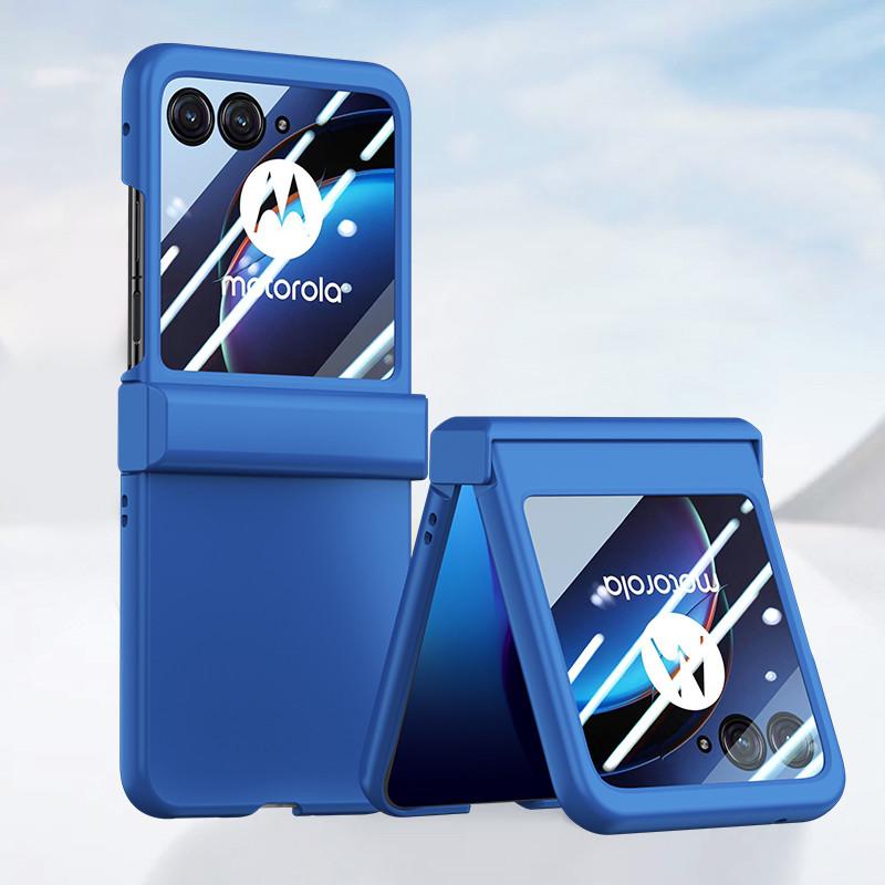 3 в 1 матовый тонкий жесткий чехол на петлях из поликарбоната для Motorola MOTO RAZR 50 Ultra 40, броня с защитой от отпечатков пальцев, стеклянная защитная крышка
