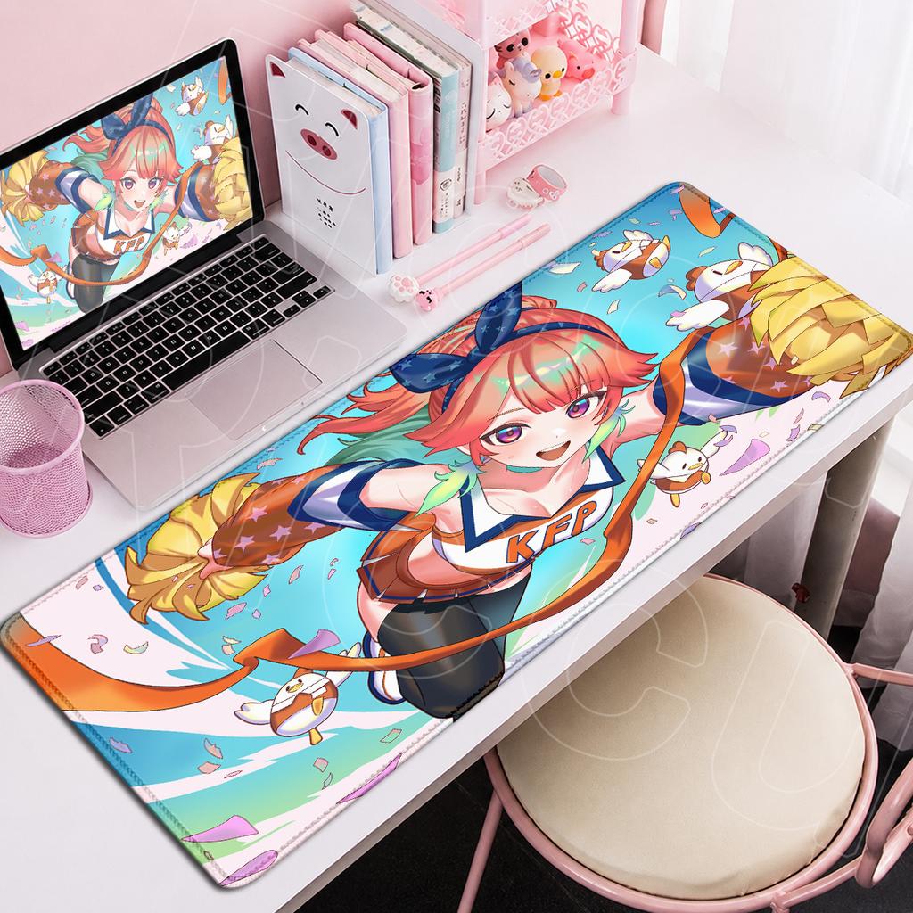 Hololive Cute Girl Takanashi Kiara Anime Mouse Pads Xxl Laptop Gaming Keyboard Carpet Locking Edge Office Decoration Mat 90x40cm