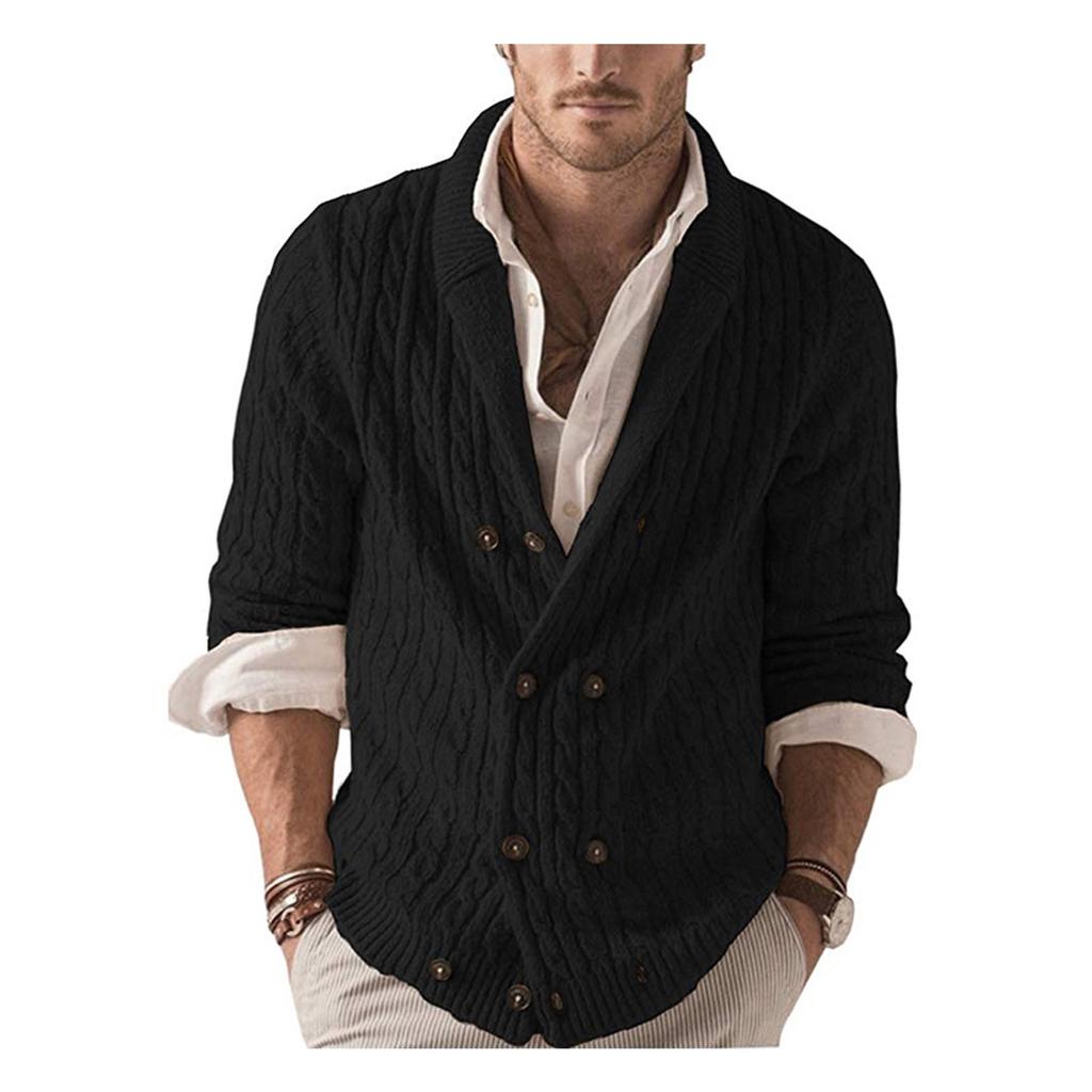 И зимняя мужская мода свободный кардиган теплая куртка с капюшоном и лацканами свитер вязаное пальто