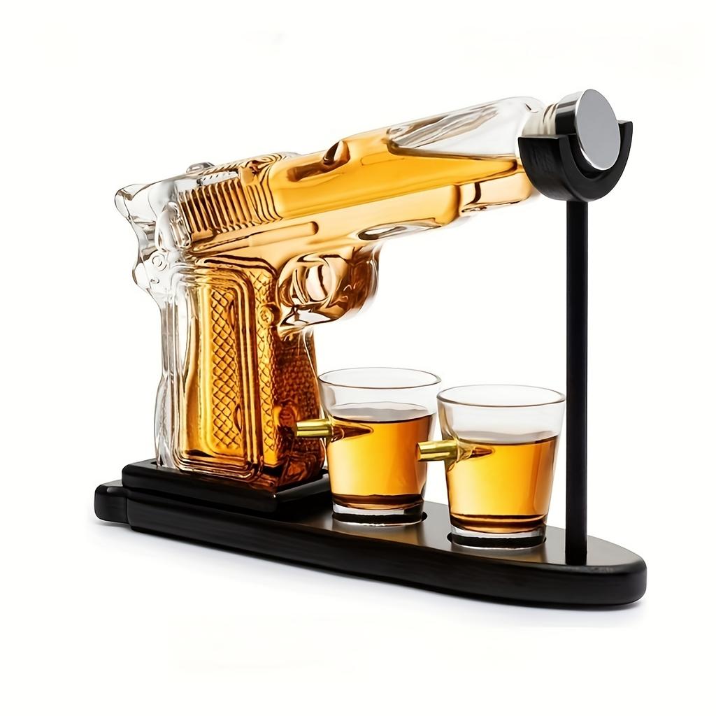 1 Set, Men'S Whiskey Awakener Set, With Two 1.7oz Glass Cups, Creative Ornament, Innovative Pouring Device, Unique Birthday Gift