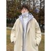 Мужская hooded куртка с цветовыми блоками из смесовой шерсти, имитирующая двухслойность, Осень/Зима 2025 - Гонконгский стиль, Унисекс.