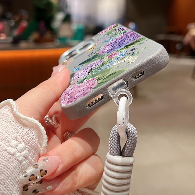 Модный матовый противоударный чехол с цветочным узором для iPhone 16 Pro Max 15 14 Pro 13 12 11 цветной мягкий ремешок для защиты линз TPU тонкий бампер чехол