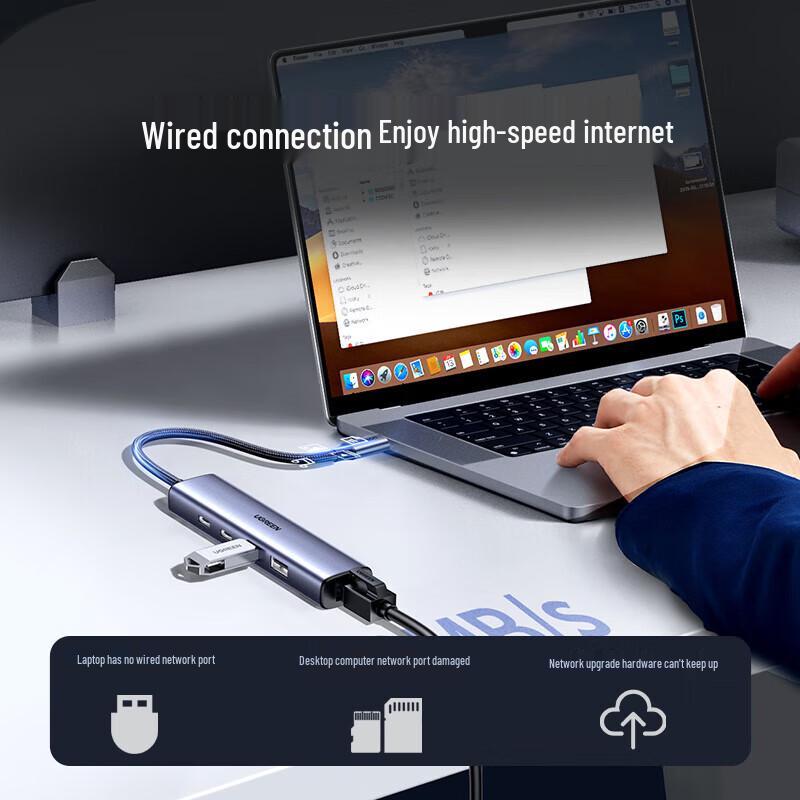 Ugreen USB-C концентратор с Gigabit Ethernet и USB 3.0